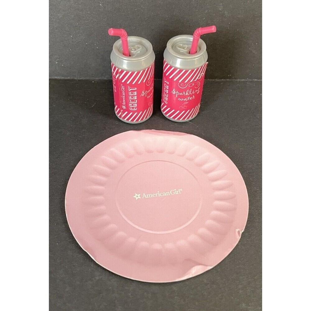 Vintage American Girl Cherry Sparkling Water & One Pink Paper Plate